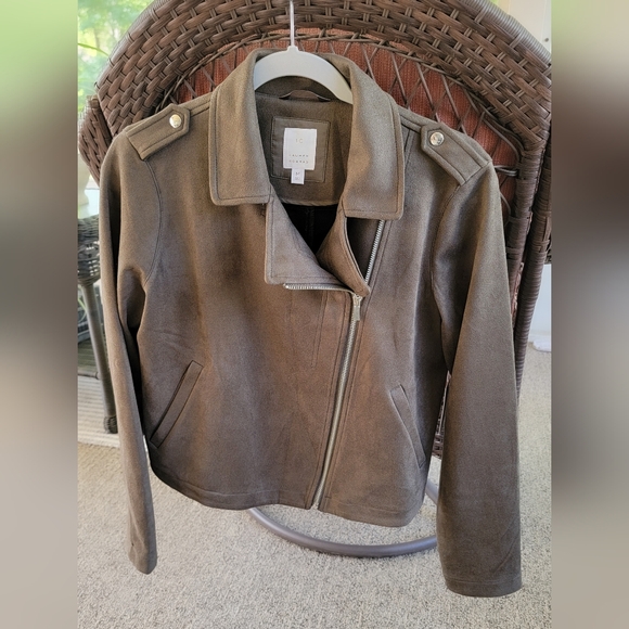Lauren Conrad Green Suede Moto Jacket Women's Size Medium - Picture 7 of 10